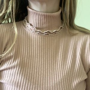 J Crew Ribbed & Scalloped Turtle Neck